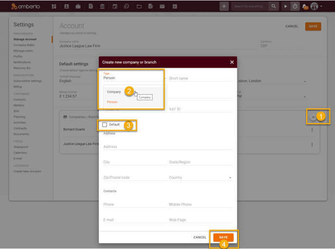 How to add company or branch 